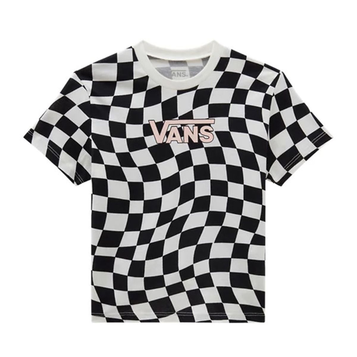 Vans T-shirt - Warped 66 Check Crew - Black/Marshmallow