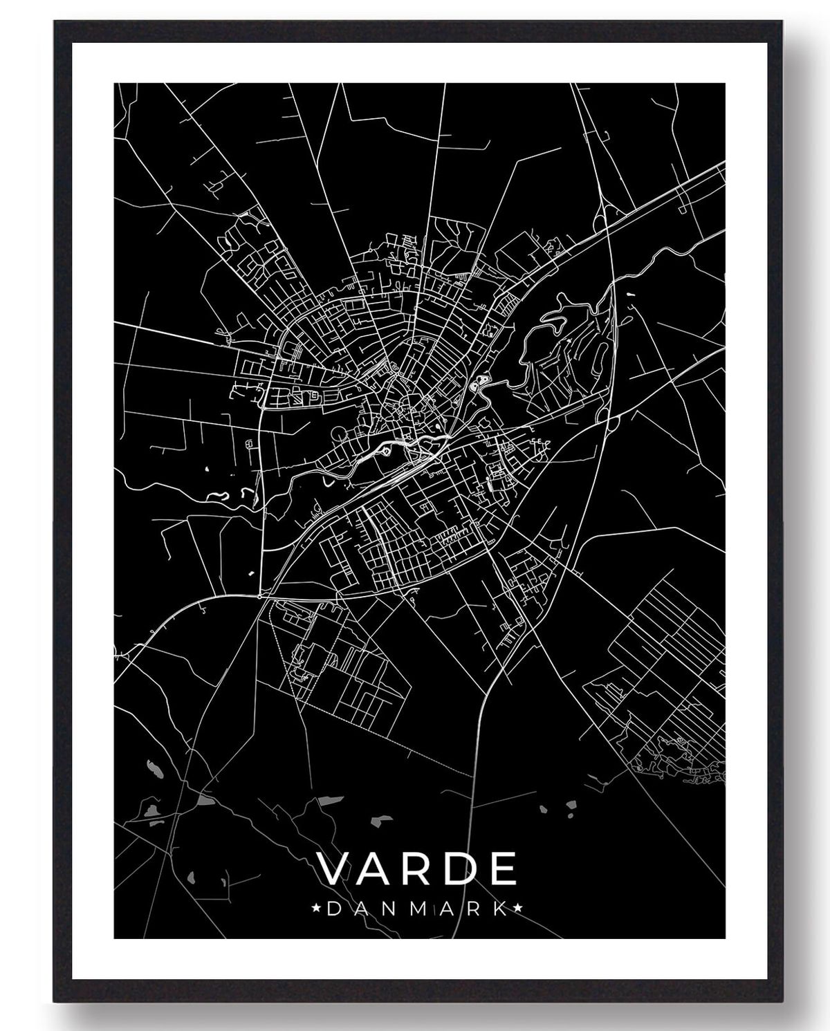 Varde by plakat - sort (Størrelse: L - 50x70cm (B2))