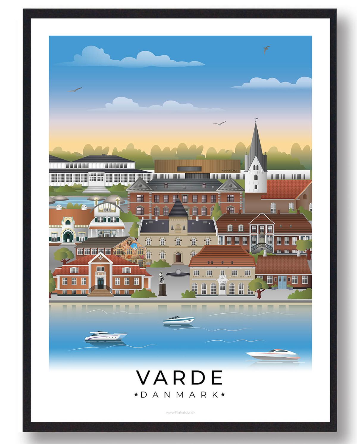 Varde byplakat med hvid kant (RESTPARTI) (Størrelse: M - 30x40cm)