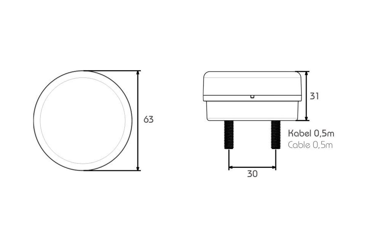 Variant Baklygte 12V LED for Variant I & II