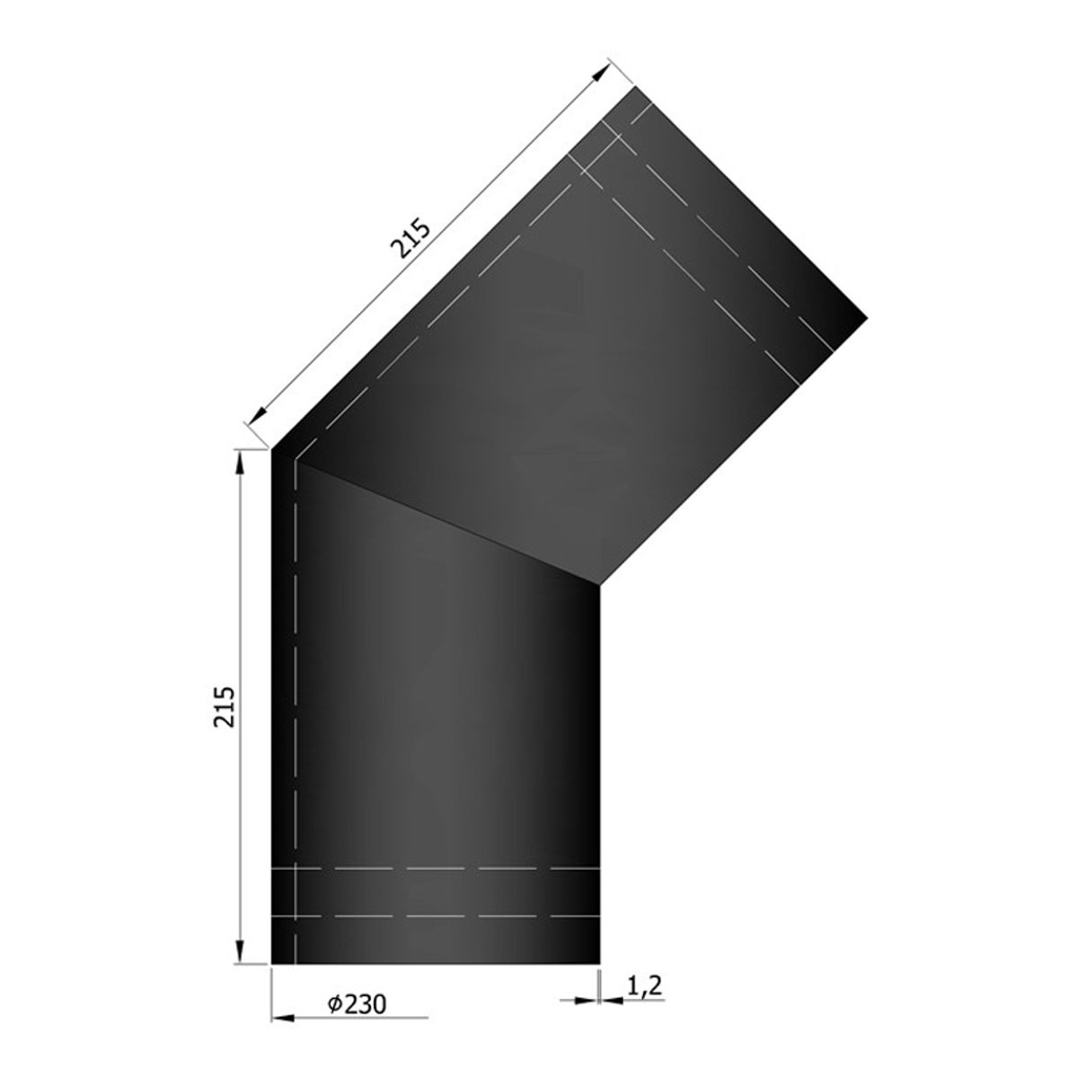 Varmeskjold dobbelt 45 ° Ø150