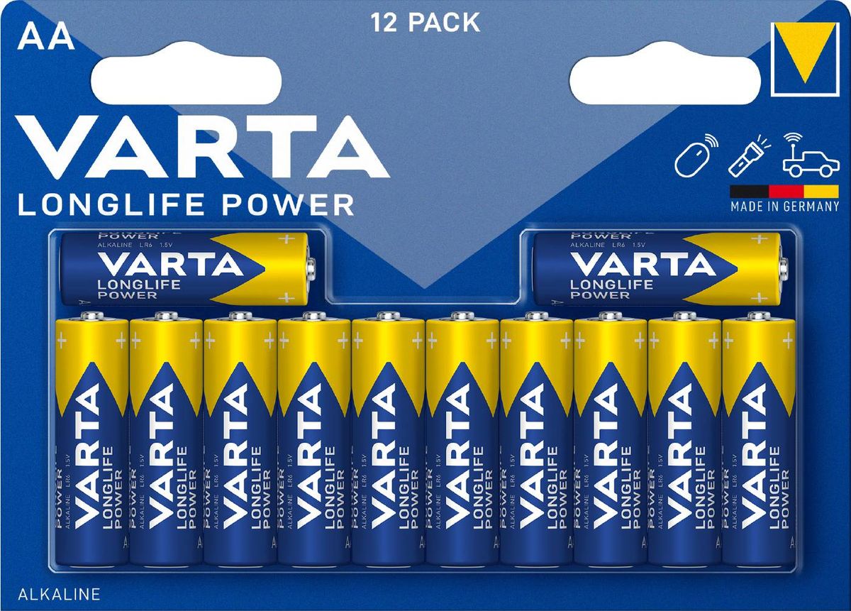 Varta Alkaliske batterier Longlife Power LR06 - AA 12 stk.