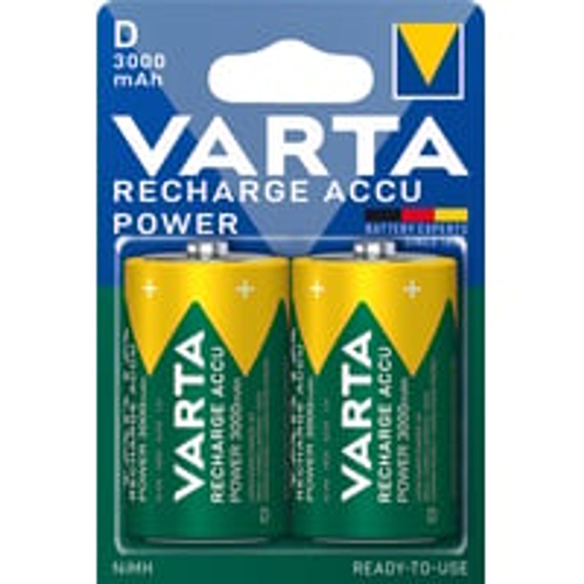 Varta batteri GENOPLADELIG D 3000mAh 2-PAK