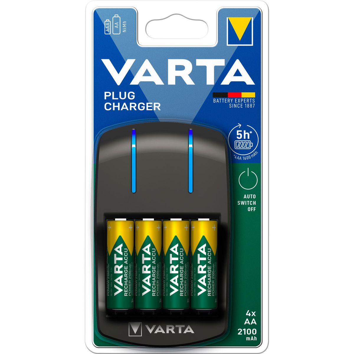 VARTA batterioplader inkl. 4 x AA HR6 2100 mAh