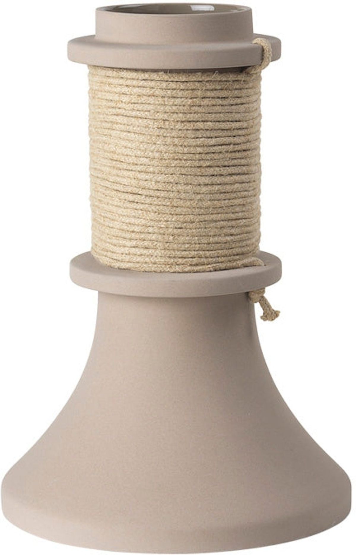 Vase, beige, H23x32,5 cm, stentøj, reb