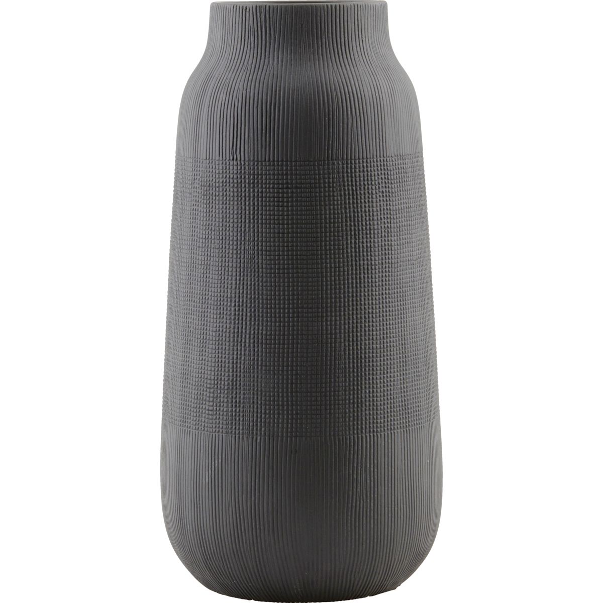 Vase, HDGroove, Sort - h: 35 cm, dia: 16 cm / Sort / Ler