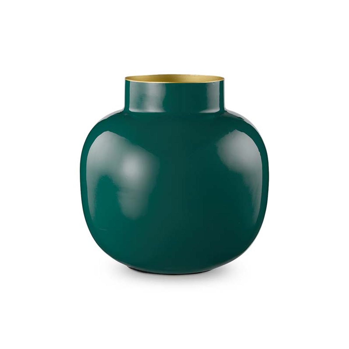 Vase Metal Round Dark Green 25cm