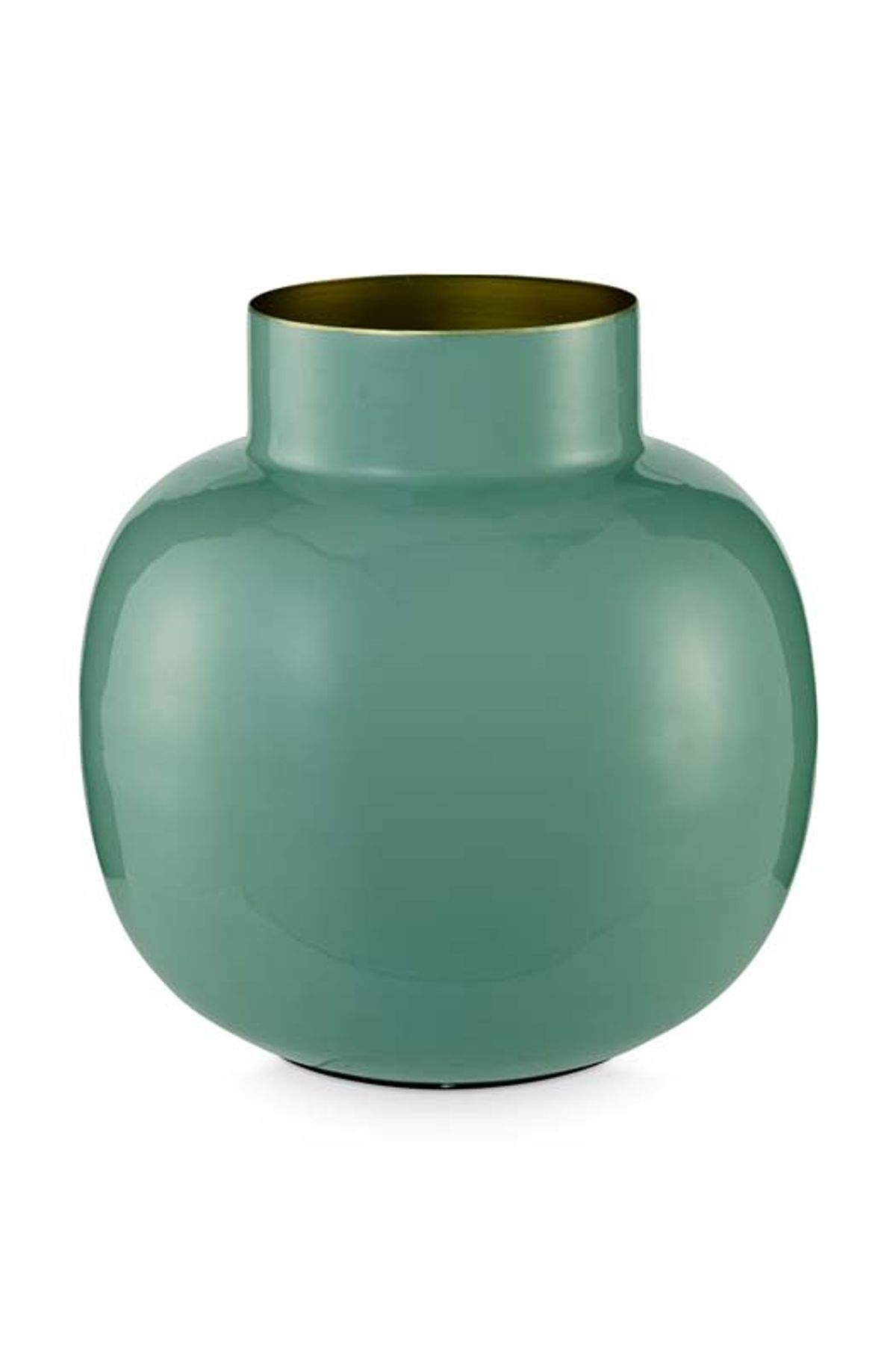 Vase Metal Round Green 25cm