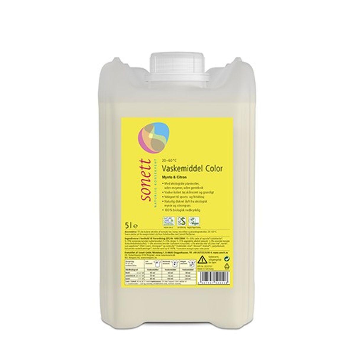 Vaskemiddel color mynte & citron - 5 liter - Sonett