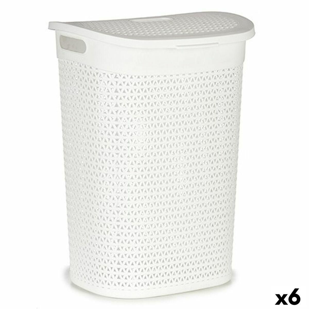 Vasketøjskurv Hvid Plastik 60 L 43,5 x 57,5 x 34 cm (6 enheder)