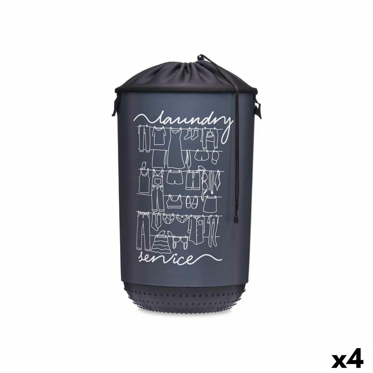 Vasketøjskurv Laundry Sevice Mørkeblå Plastik 40 L 34 x 52,5 x 34 cm (4 enheder)