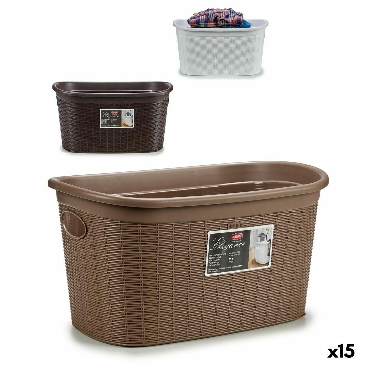 Vasketøjskurv Stefanplast Elegance Plastik 35 L 37 x 26 x 57,5 cm (15 enheder)