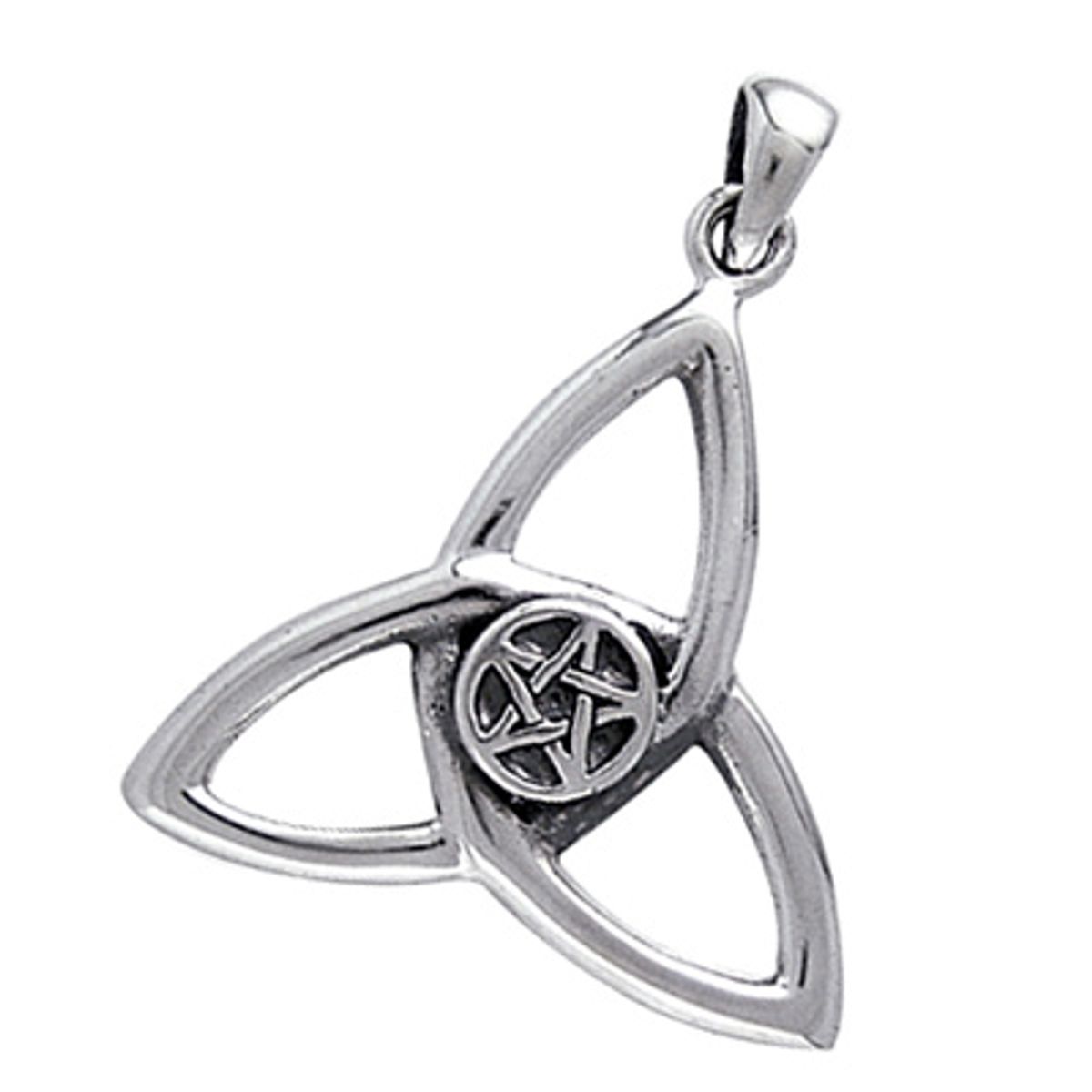 Vedhæng med Triquetra - Treenighedssymbolet og Pentagrammet - 31mm - u/kæde