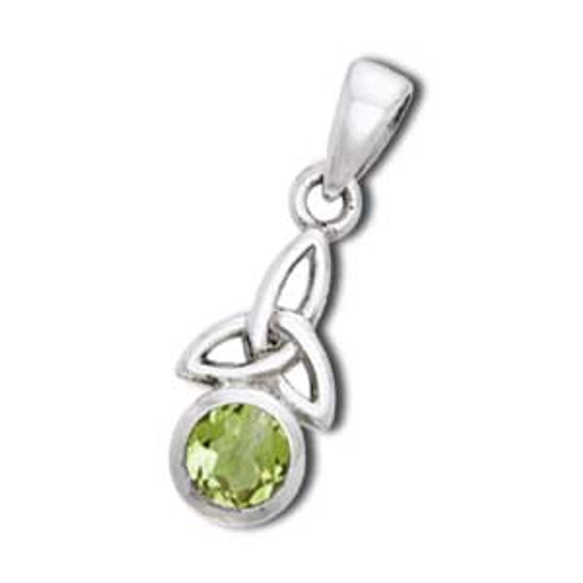 Vedhæng med Triquetra - Treenighedssymbolet og Peridot - 24mm - u/kæde