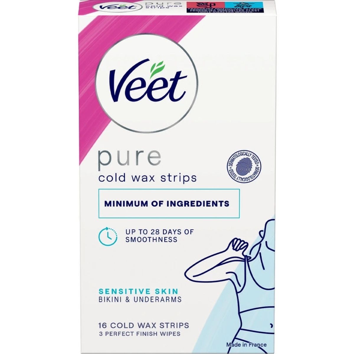 Veet Pure Cold Wax Strips Bikini & Underarms Sensitive Skin 16 Pieces