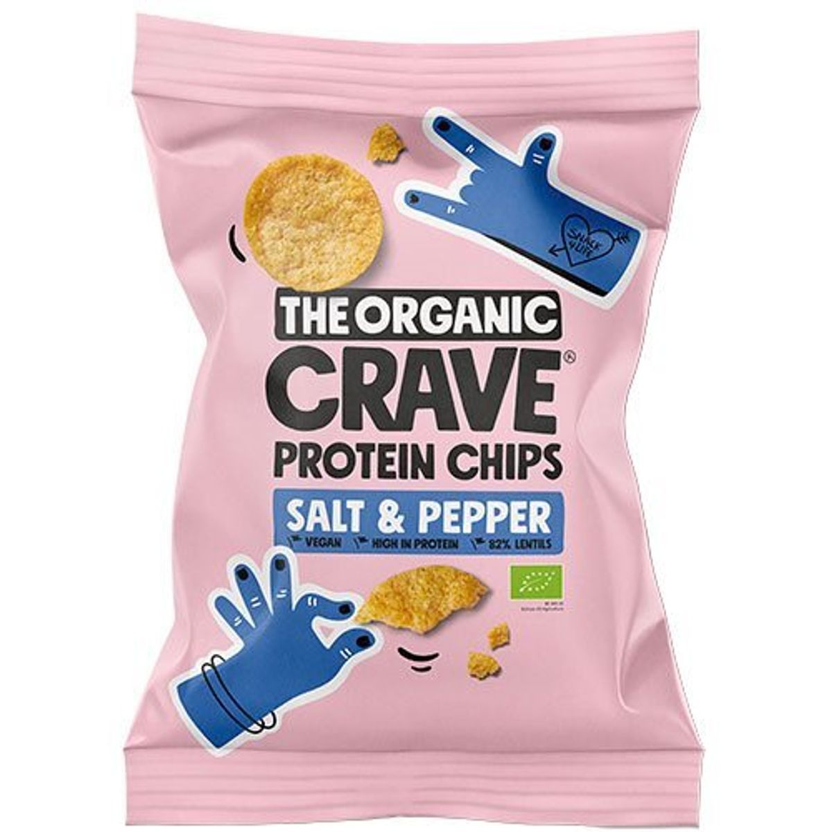 Veganske protein chips m. Salt & pepper Økologiske - 75 gram