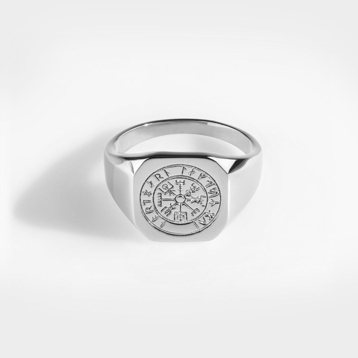 Vegvisir Signature - Sølvtonet ring - Str. 7 - Herre - Northern Legacy