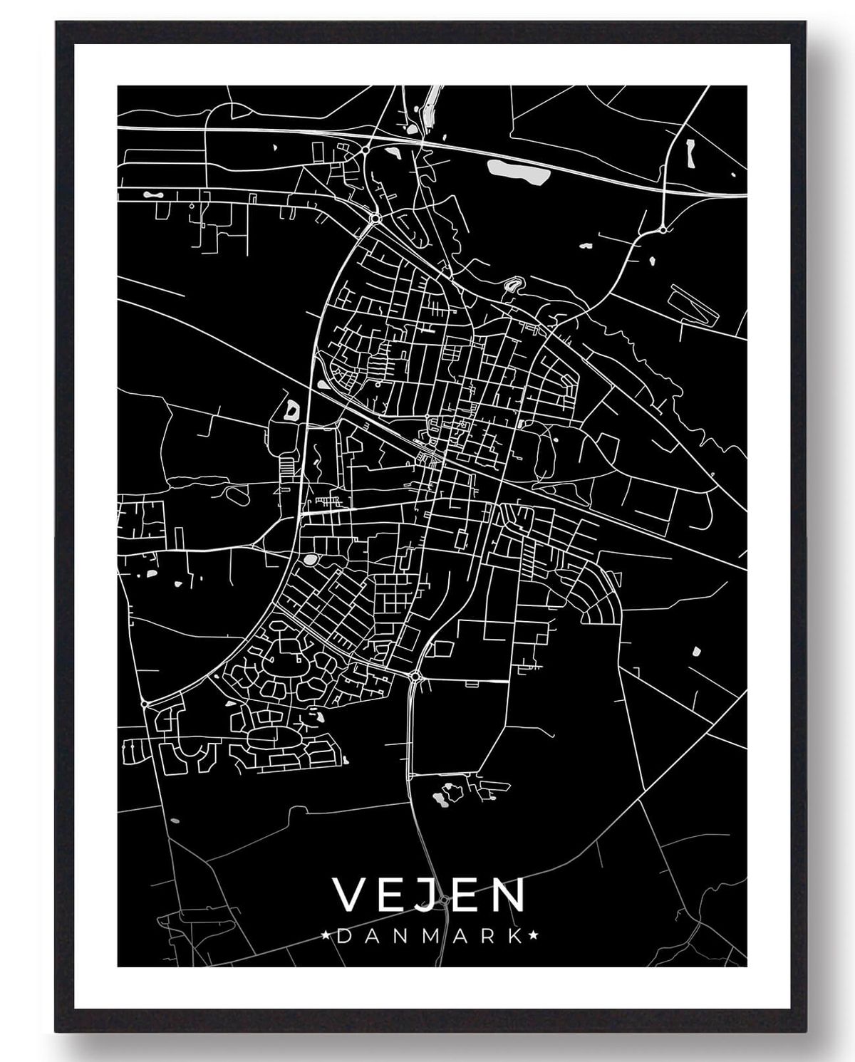 Vejen by plakat - sort (Størrelse: L - 50x70cm (B2))