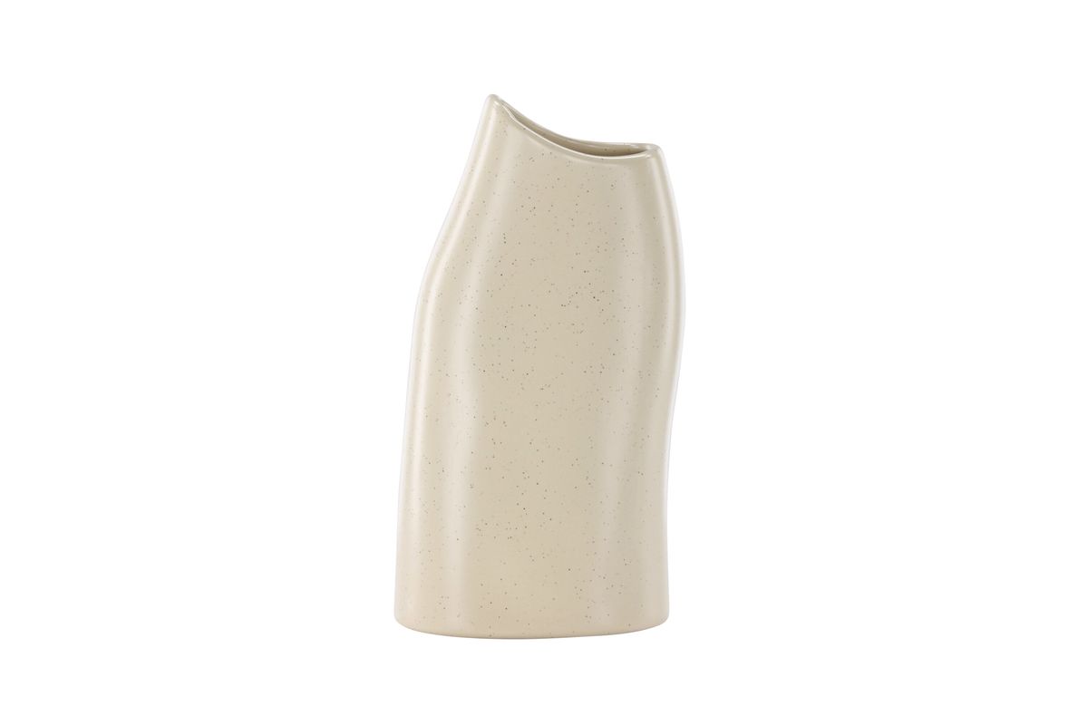 VENTURE DESIGN Ernst vase - beige/sorte prikker stentøj (12x9x23H)