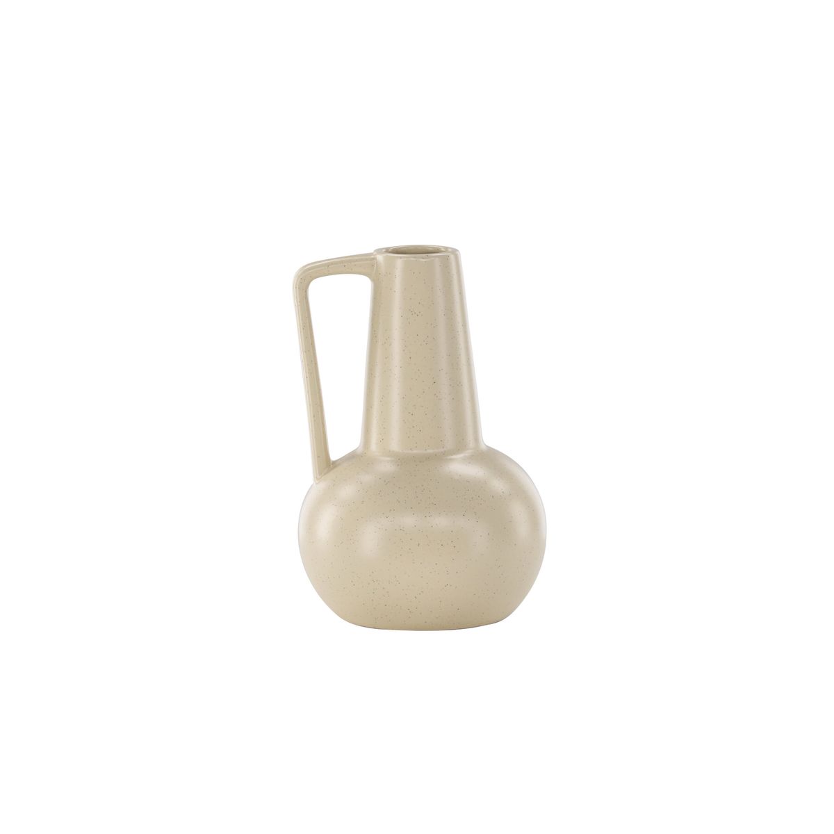 VENTURE DESIGN Lane vase, m. hank - beige/sorte prikker stentøj (15x15x22)