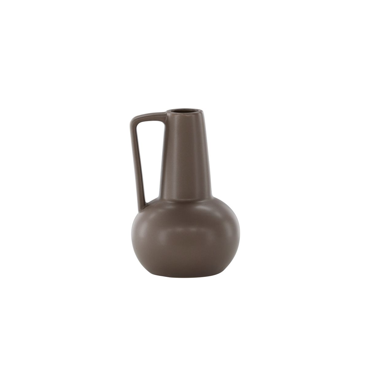 VENTURE DESIGN Lane vase, m. hank - mat brun stentøj (15x15x22)