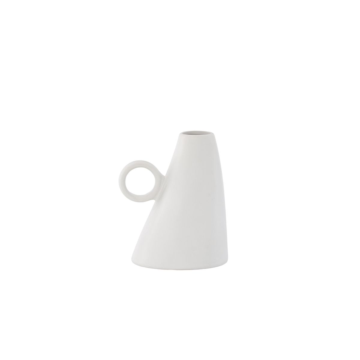 VENTURE DESIGN Ovy vase, m. 1 hank - hvid stentøj (14x13x17H)