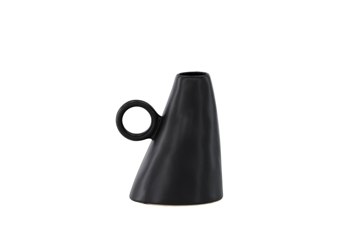 VENTURE DESIGN Ovy vase, m. 1 hank - mat sort stentøj (14x13x17H)