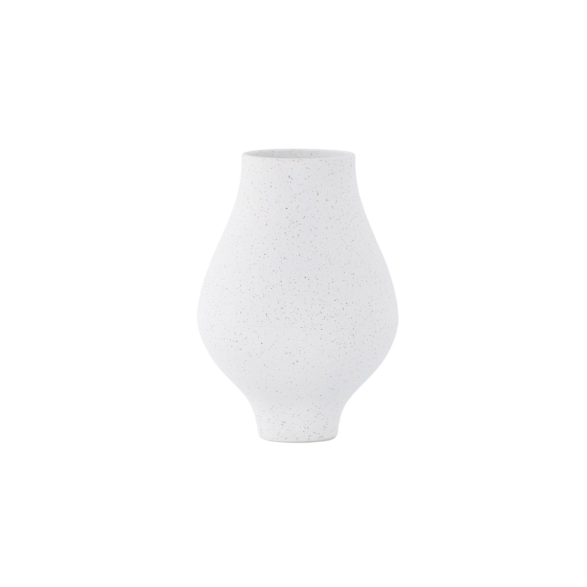 VENTURE DESIGN Rellis vase, rund - hvid/sorte prikker keramik (D10xH24xB14)