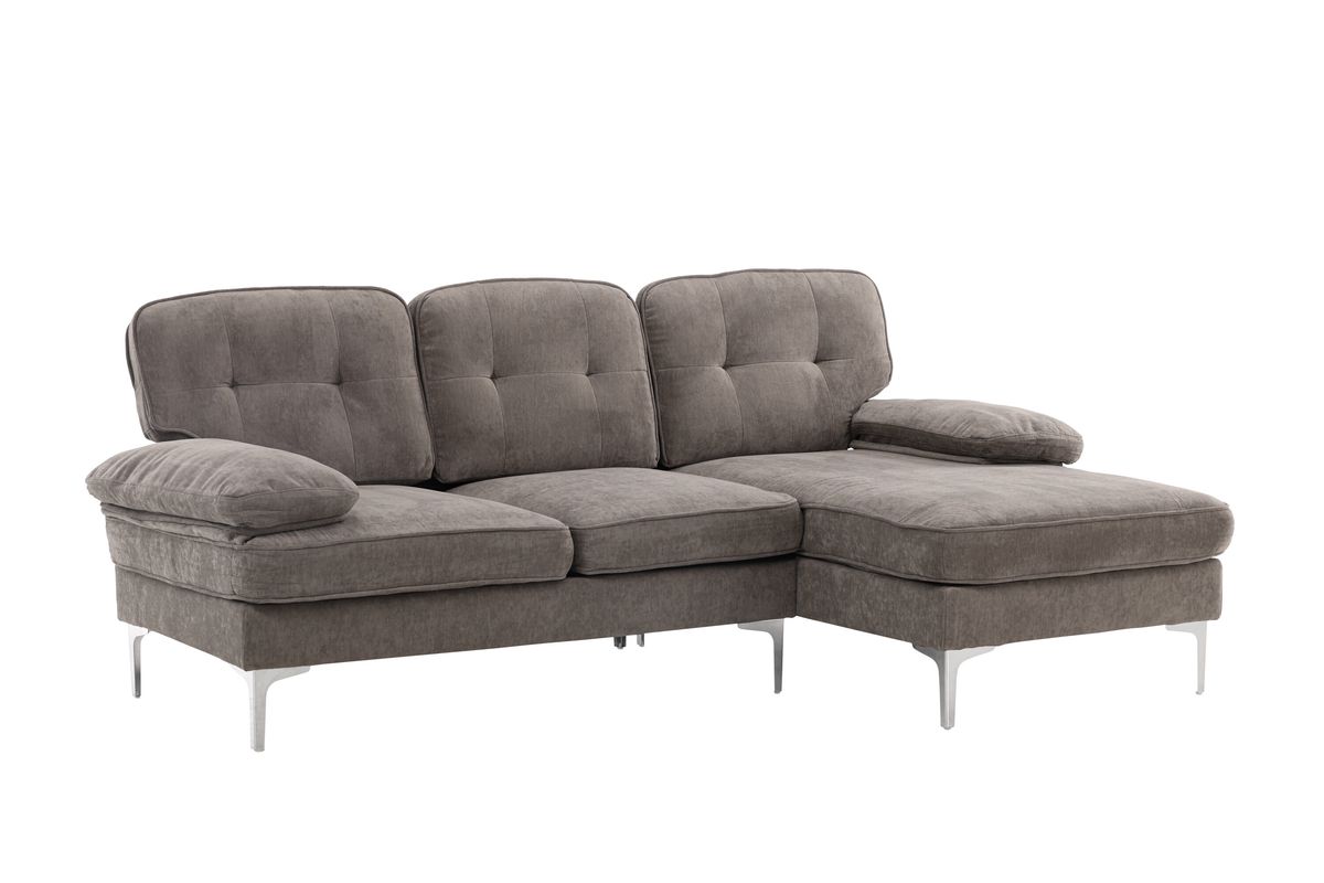 VENTURE DESIGN Remis 3 pers. sofa, m. chaiselong - lysegrå stof og metal