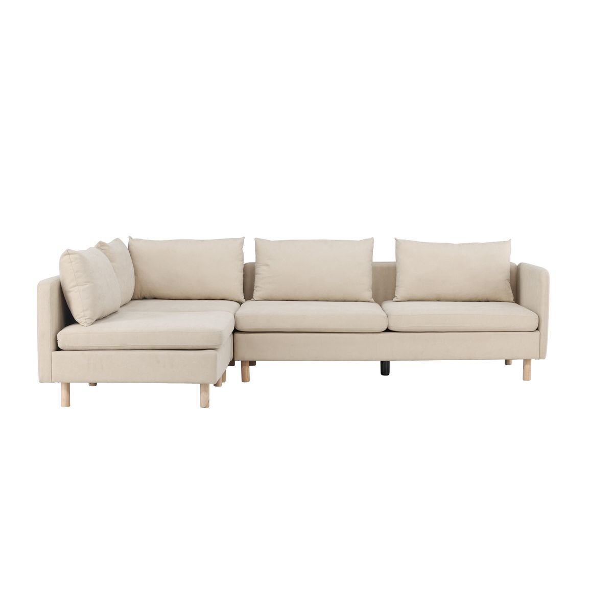 VENTURE DESIGN Zero hjørnesofa - beige polyester og natur gummitræ