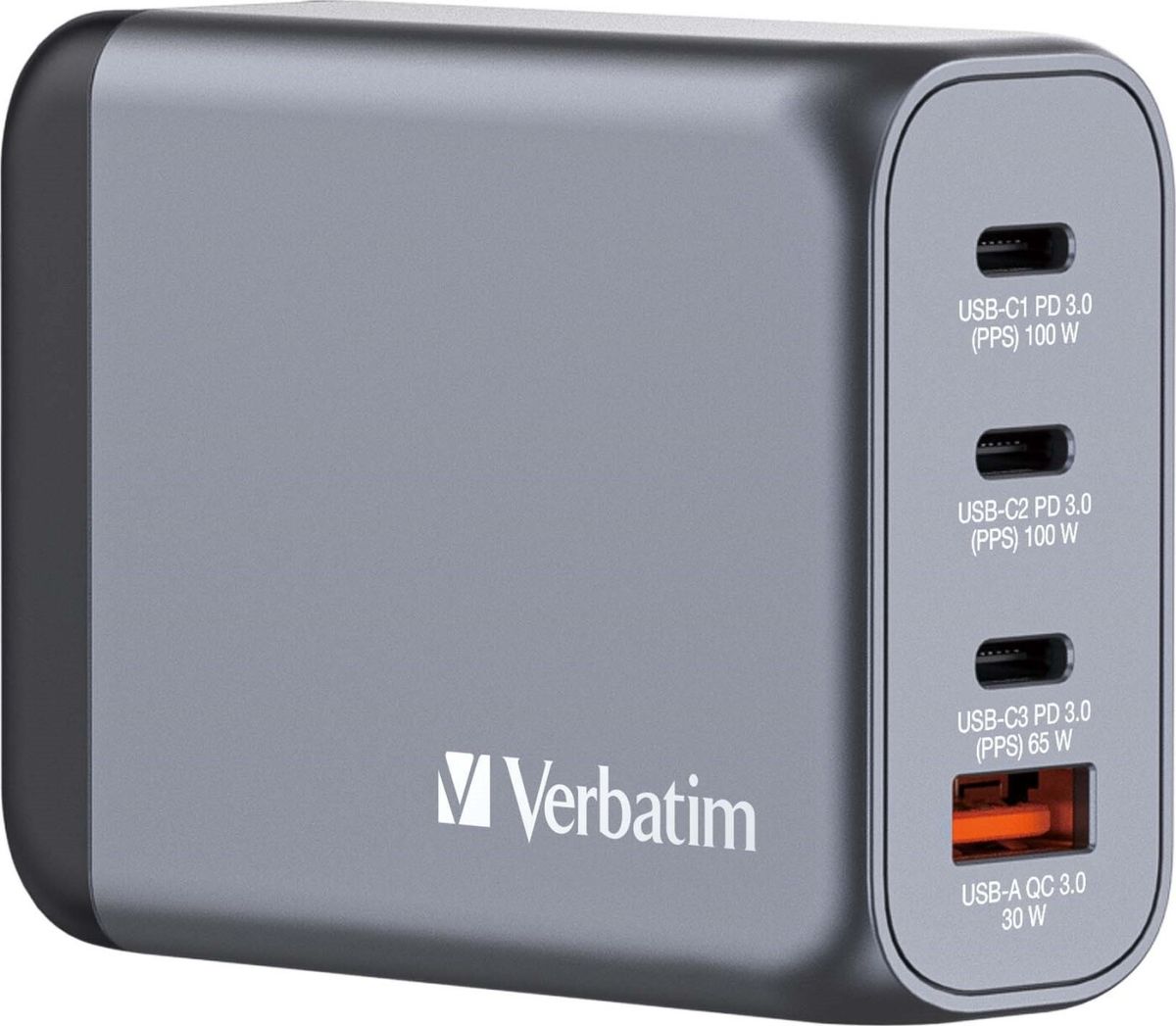 Verbatim - Gnc-100 Gan Charger 4 Port 100w Usb-a/usb-c