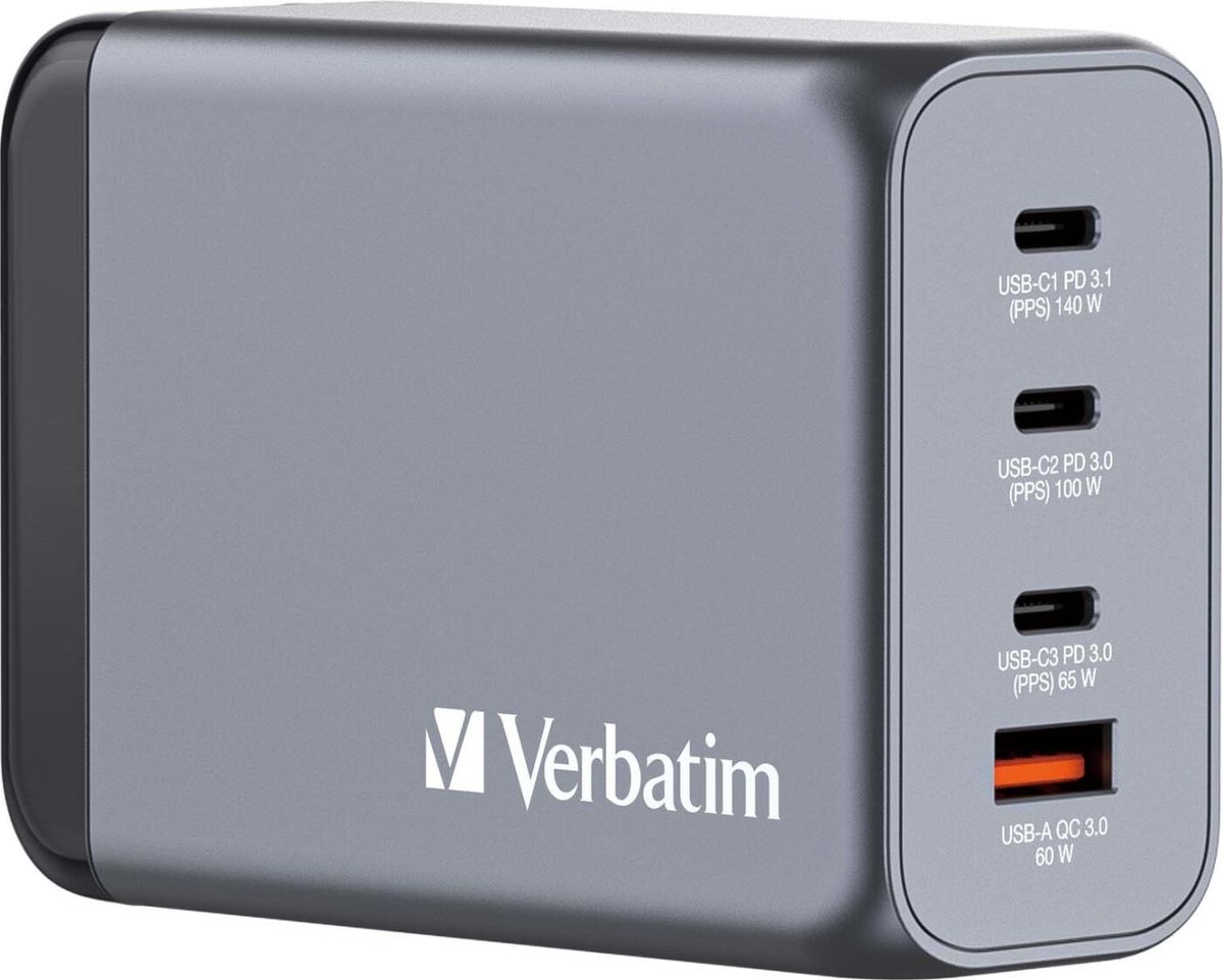 Verbatim - Gnc-240 Gan Charger 4 Port 240w Usb-a/usb-c