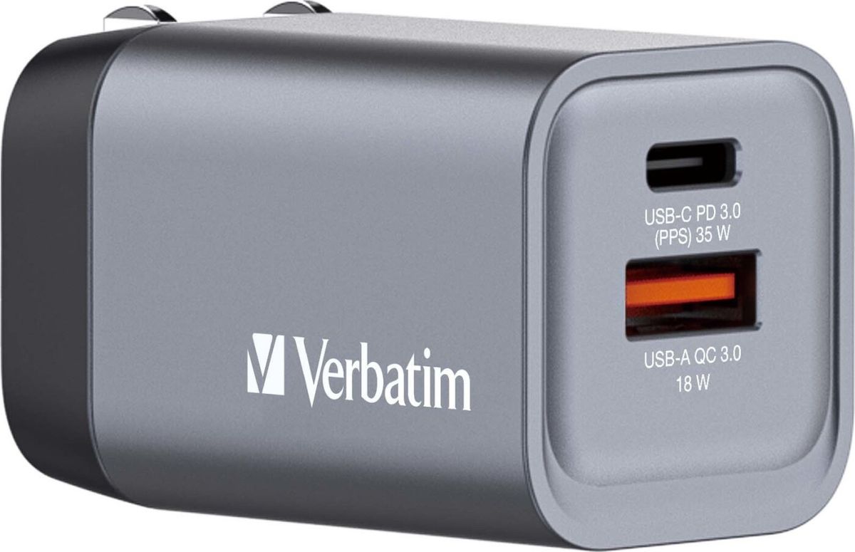 Verbatim - Gnc-35 Gan Charger 2 Port 35w Usb-a/usb-c