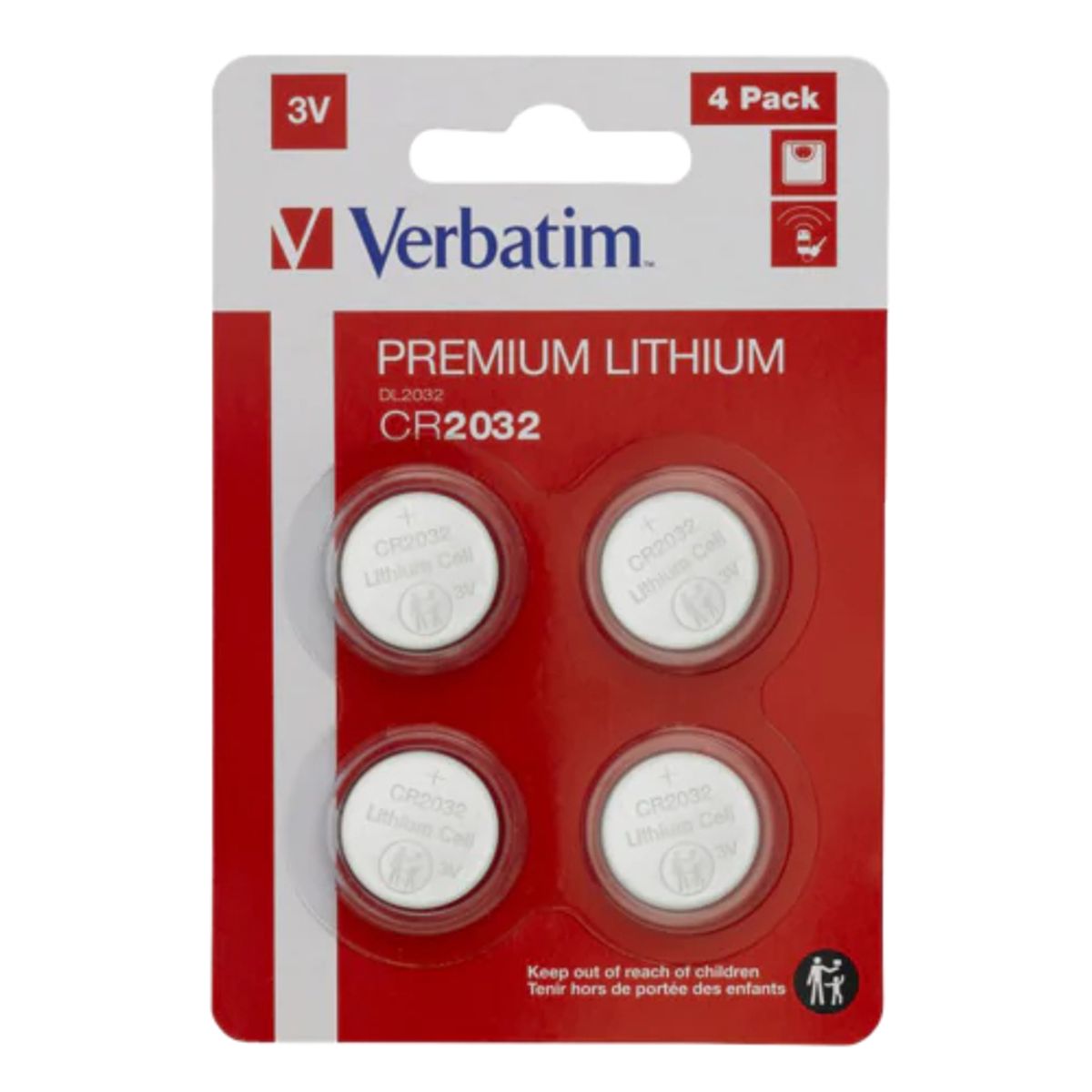 Verbatim Lithium Batteri CR2032 3V 4 Pak