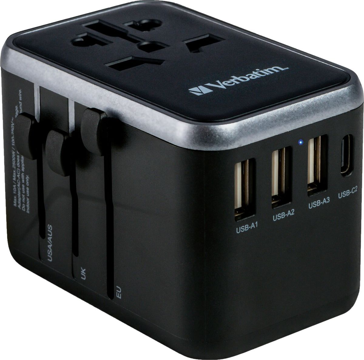 Verbatim - Universal Travel Adapter Uta-04 Pd61w/qc / 3xusb / 2xtype-c