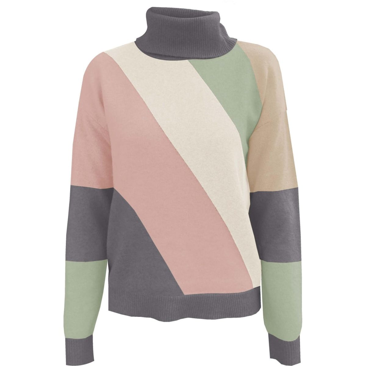 Vero Moda dame strik VMDOFFY - Medium Grey Melange W. MISTY ROSE + BIRCH + RESEDA