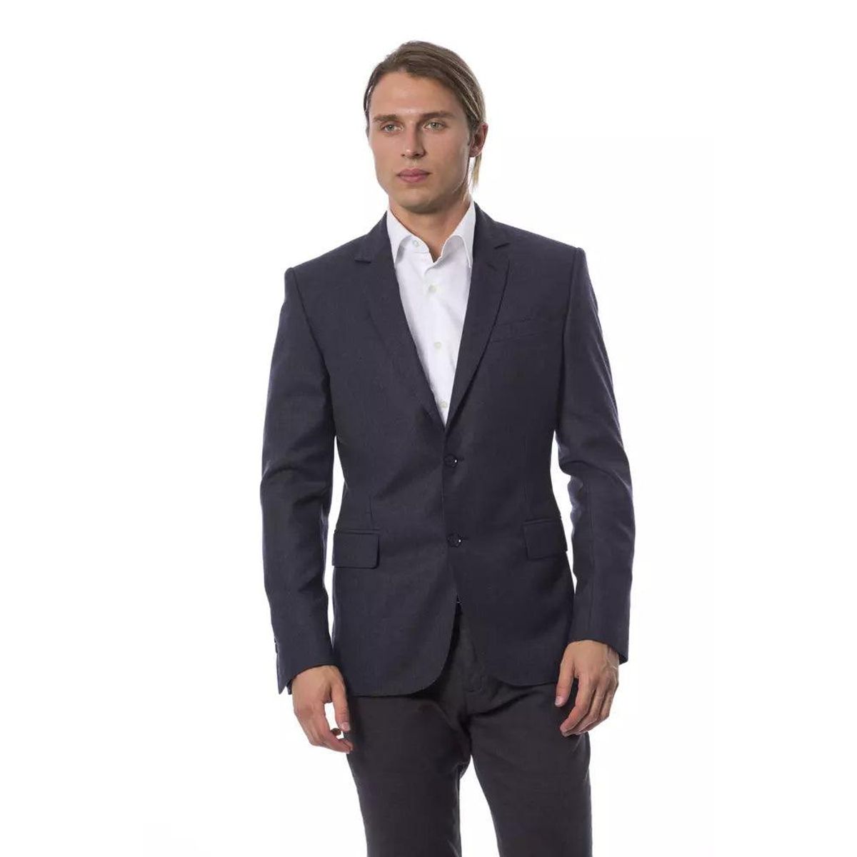 Verri Elegant Blue Wool Single-Breasted Blazer