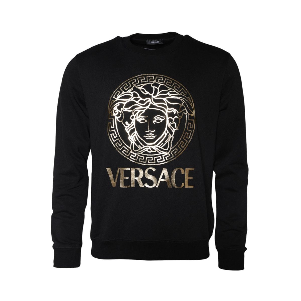 Versace Black Medusa Fleece Cotton Crew Neck Sweatshirt Sweater