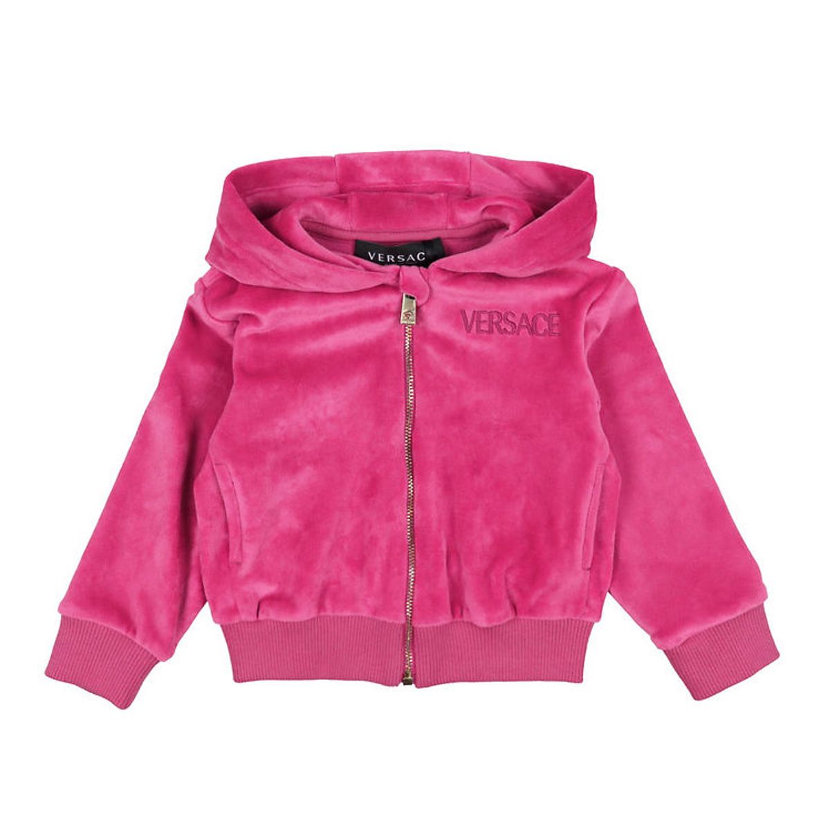 Versace Cardigan - Velour - Fuchsia m. Logo