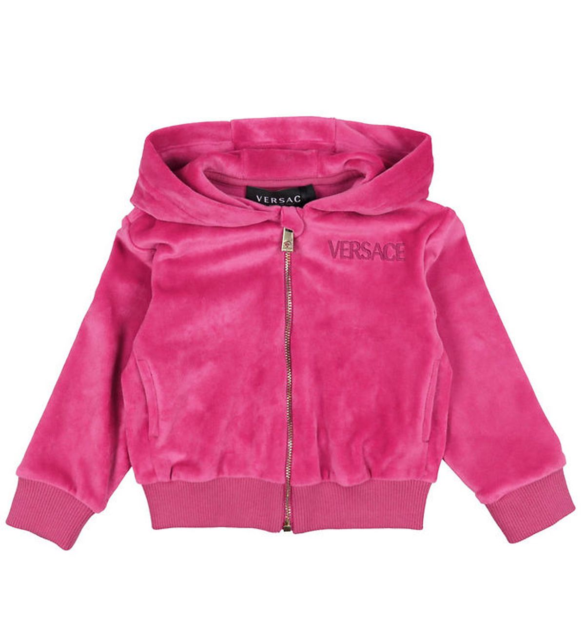 Versace Cardigan - Velour - Fuchsia m. Logo