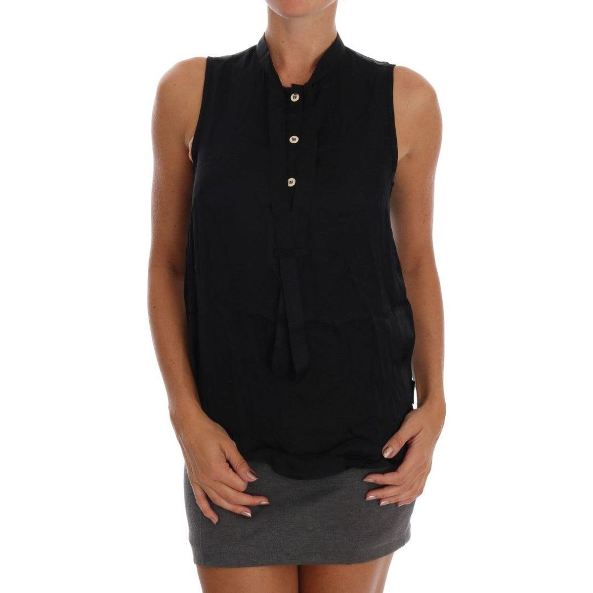 Versace Jeans Chic Sleeveless Black Shirt Blouse