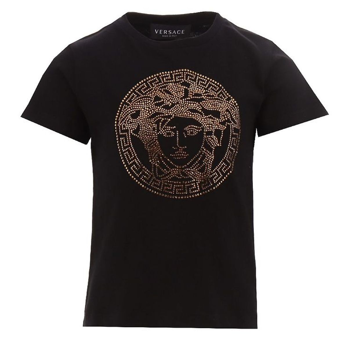 Versace T-shirt - Medusa Strass - Sort/Guld m. Similisten