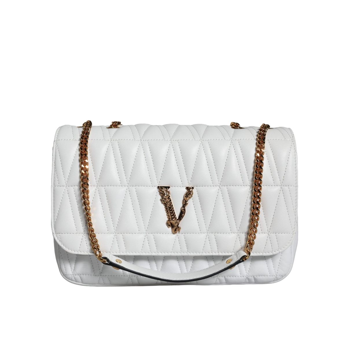 Versace White Mini Nappa Leather Crossbody Shoulder Bag