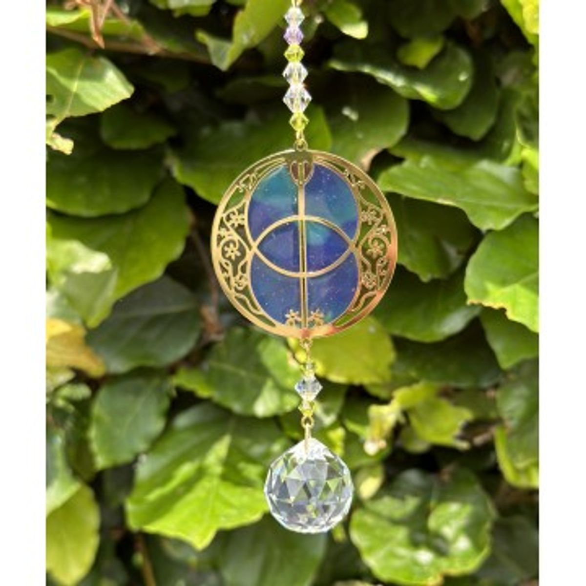 Vesica Piscis symbol krystal guld - Swarovski krystaller Gold - GodKarmaShop