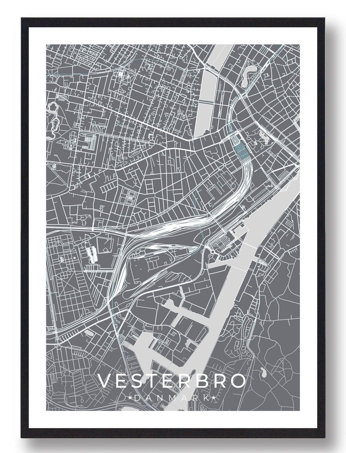 Vesterbro by plakat - grå (Størrelse: L - 50x70cm (B2))