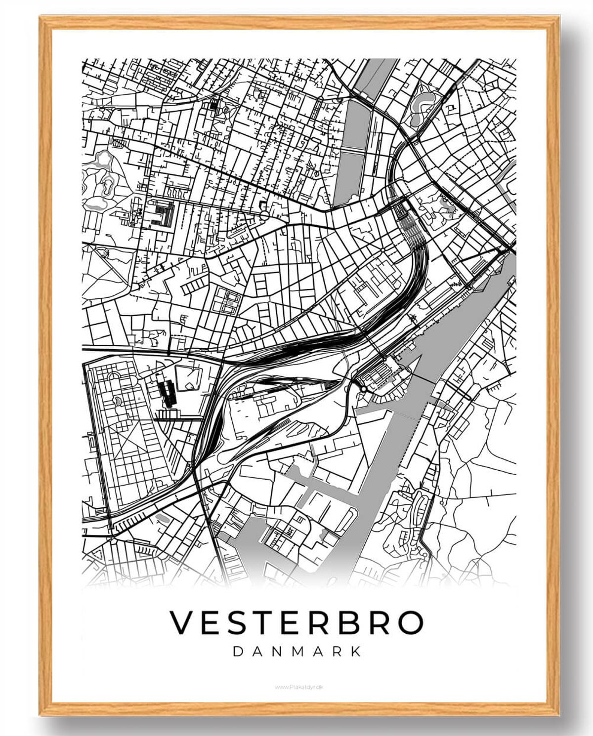 Vesterbro by plakat - hvid (Størrelse: L - 50x70cm (B2))