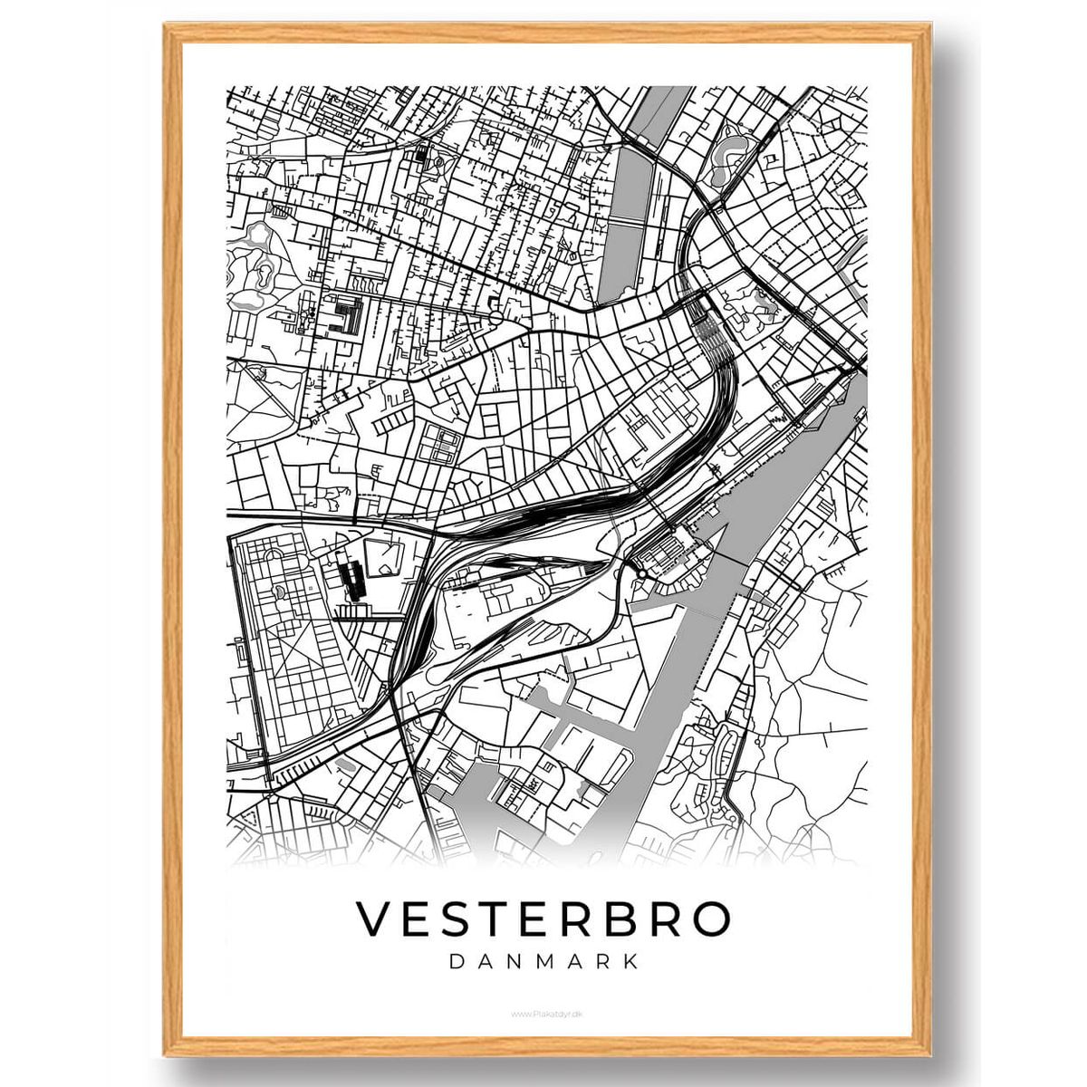 Vesterbro by plakat - hvid (Størrelse: M - 30x40cm)