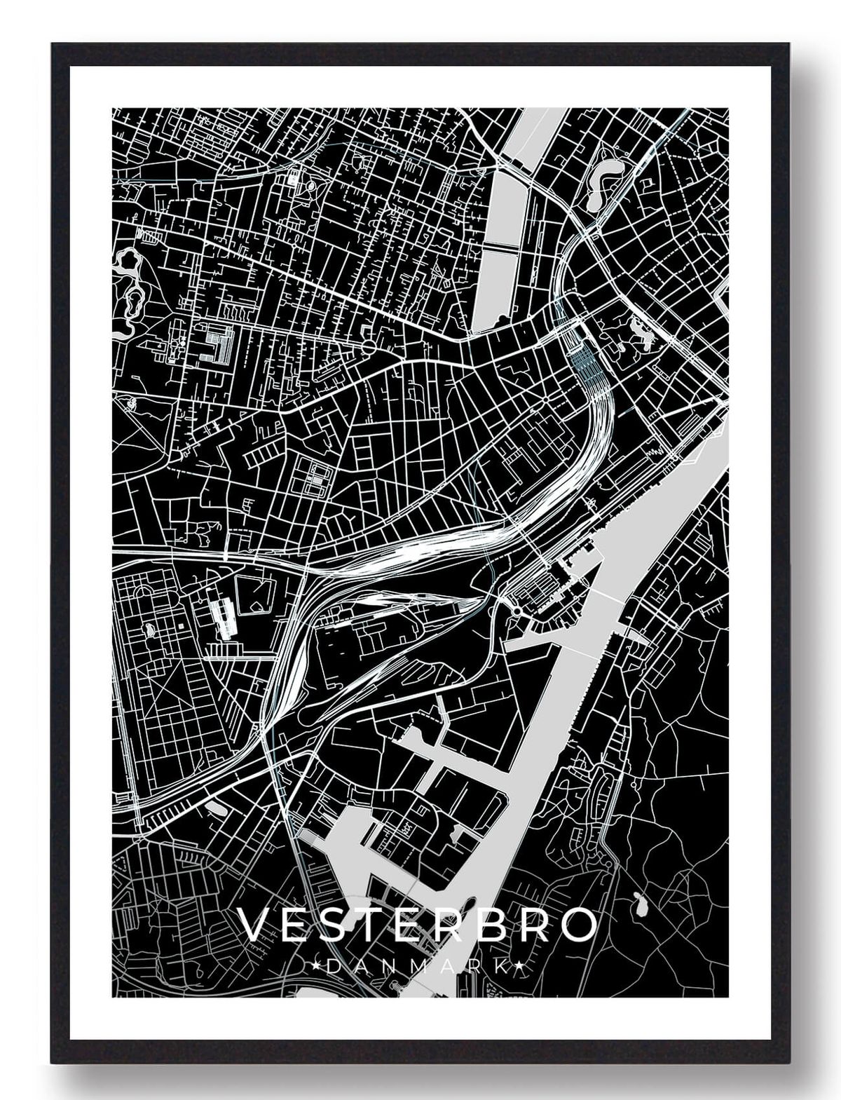 Vesterbro by plakat - sort (Størrelse: XS - 15x21cm (A5))