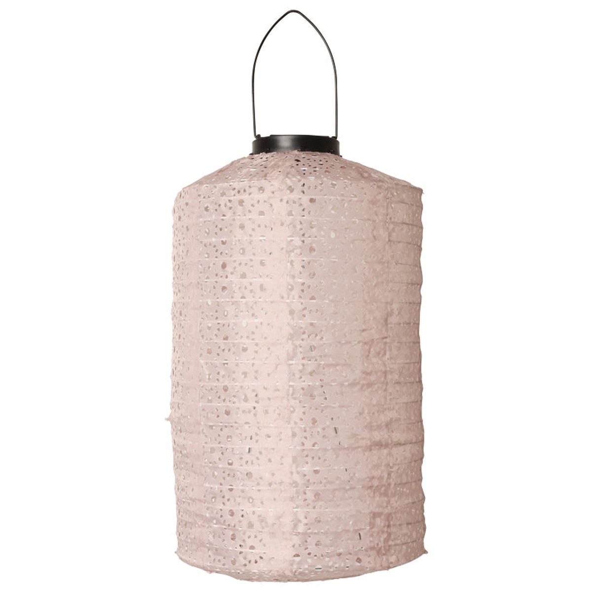 Vibholm Lanterne m/solar, cylinder, lys pink, 33x20cm