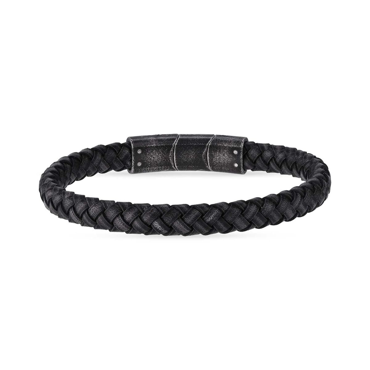 Vibholm Men - Gråt læderarmbånd, 20-21 cm Rustfrit stål